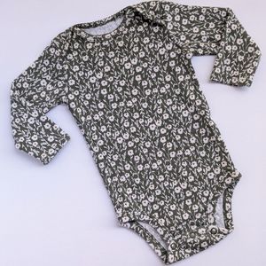 Sage Green and White Flower Print Onesie
